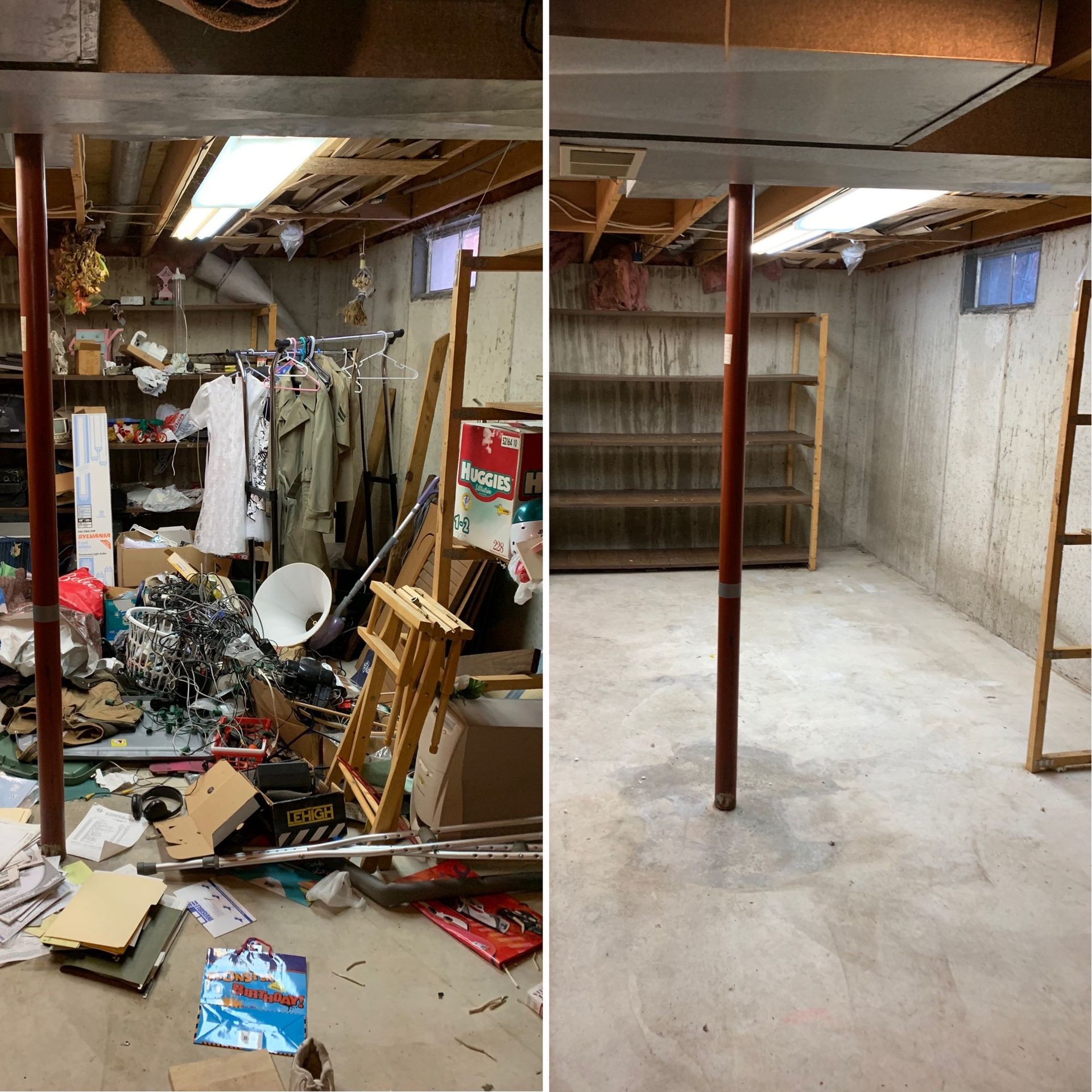 junk removal, basement clean out before and after